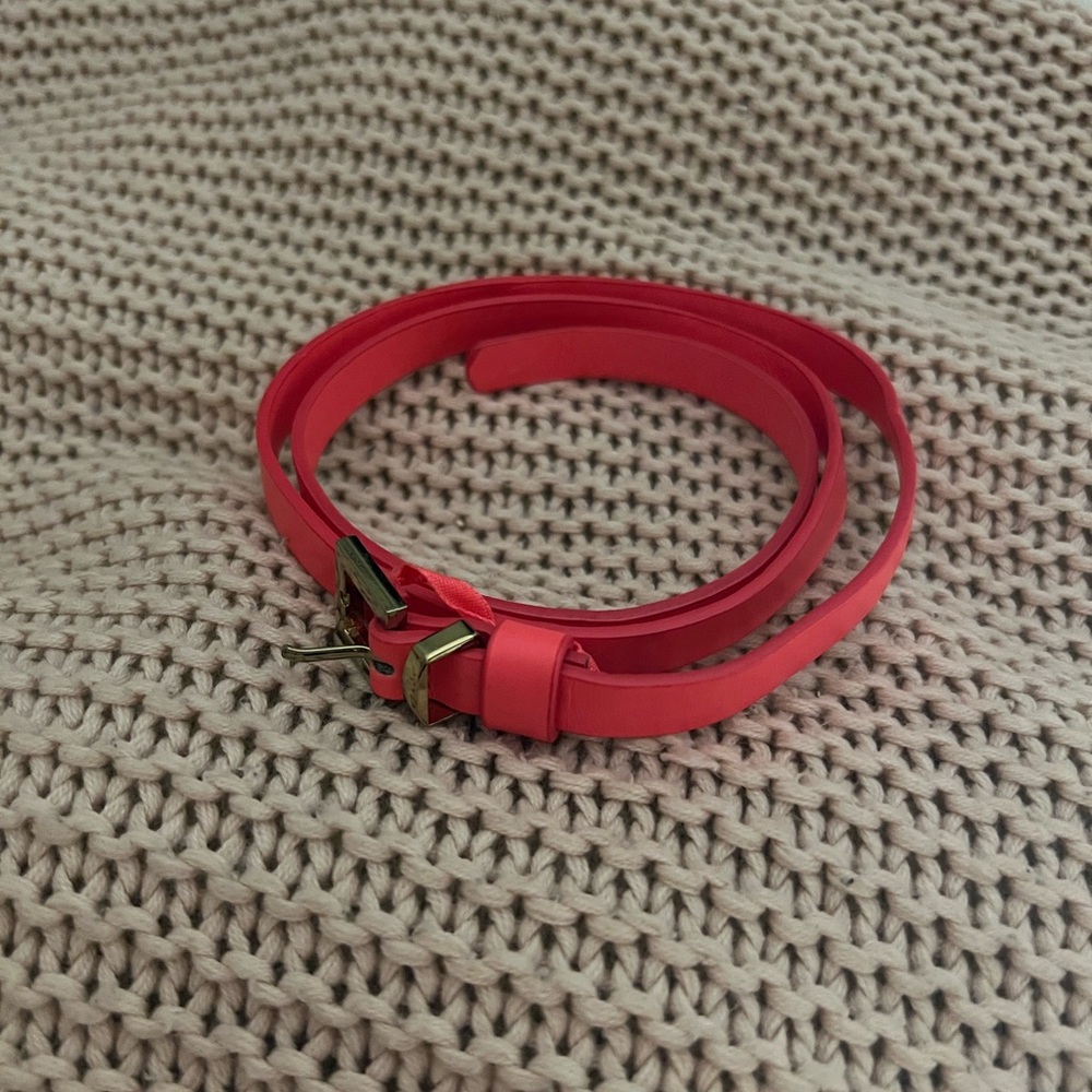 Hot pink skinny belt Y2K gold buckle coquette indie aesthetic